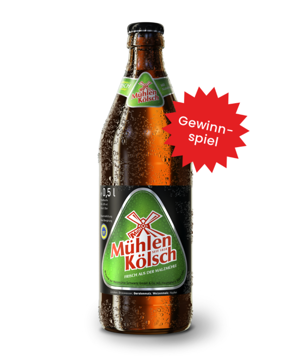 1 Kiste 20 x 0,5l Mühlen Kölsch bestellen und mit etwas Glück einen 50€ Gutschein für das Brauhaus zur Malzmühle gewinnen!