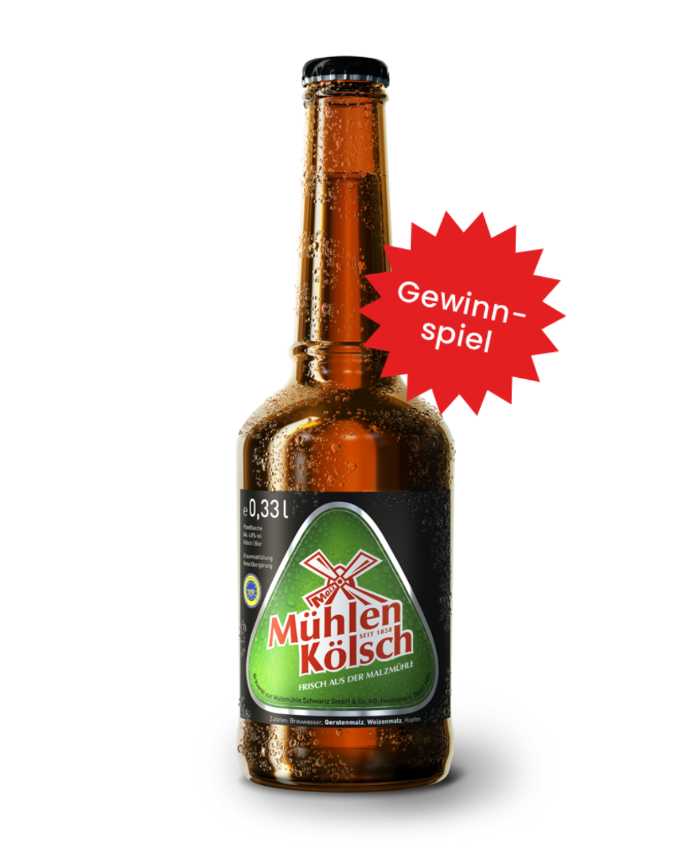 1 Kiste 20 x 0,33l Mühlen Kölsch bestellen und mit etwas Glück einen 50€ Gutschein für das Brauhaus zur Malzmühle gewinnen!