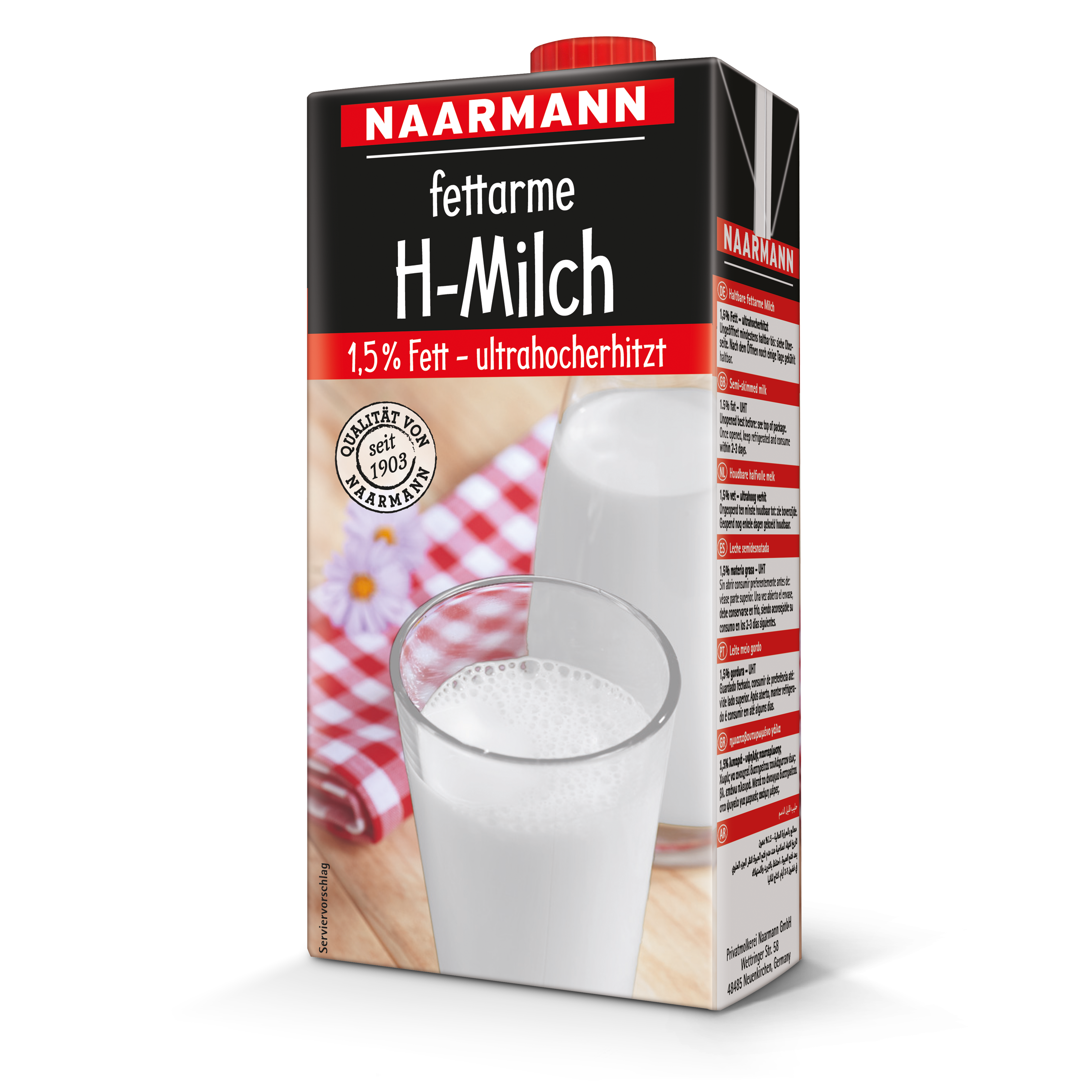 Naarmann H-Milch mit Drehverschluss 1,5% Fett 12x1,0 L (Tetrapack)
