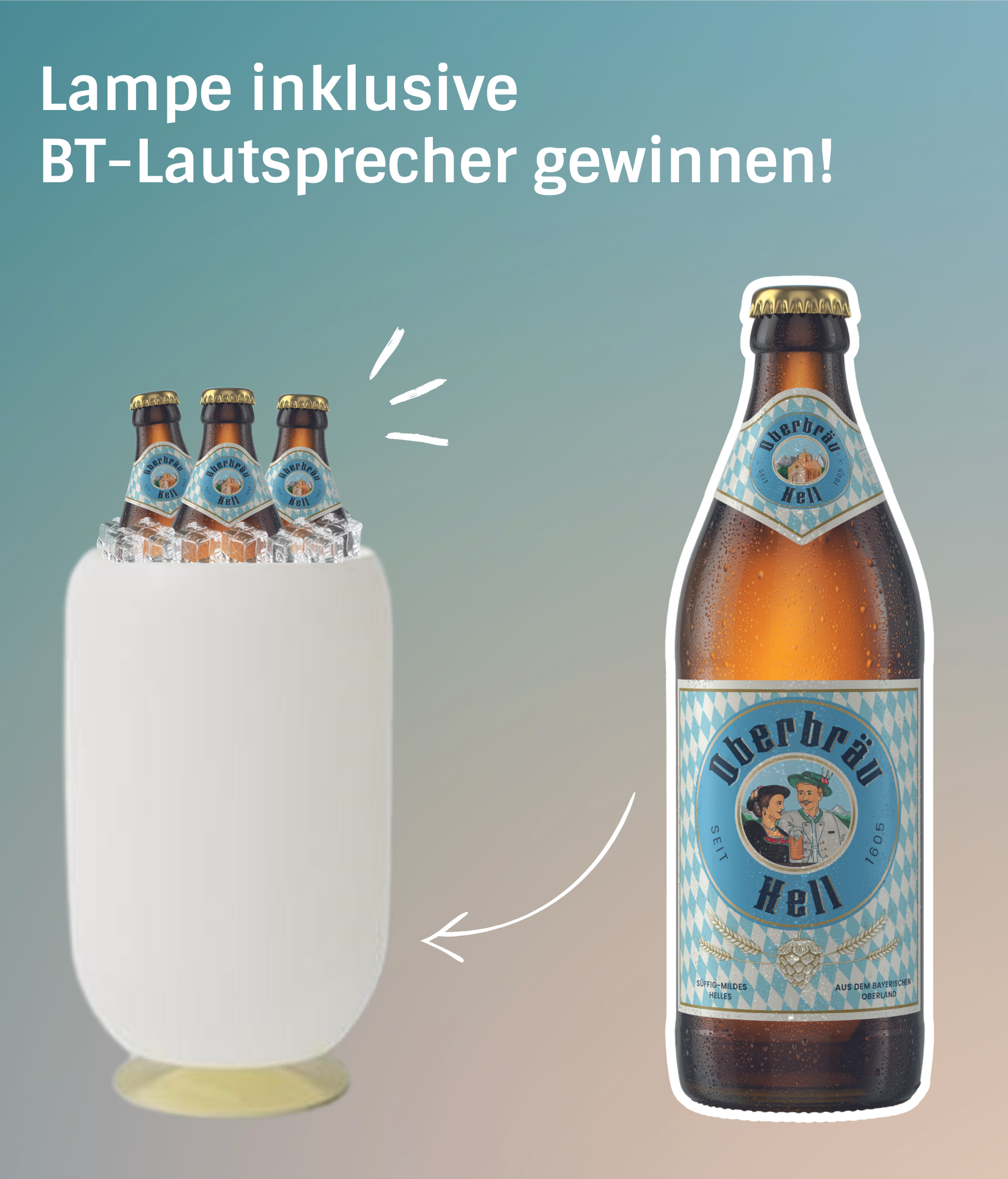 1 Kiste 20 x 0,5l Oberbräu Hell kaufen und mit etwas Glück eine Lampe inkl. Bluetooth Lautsprecher gewinnen!